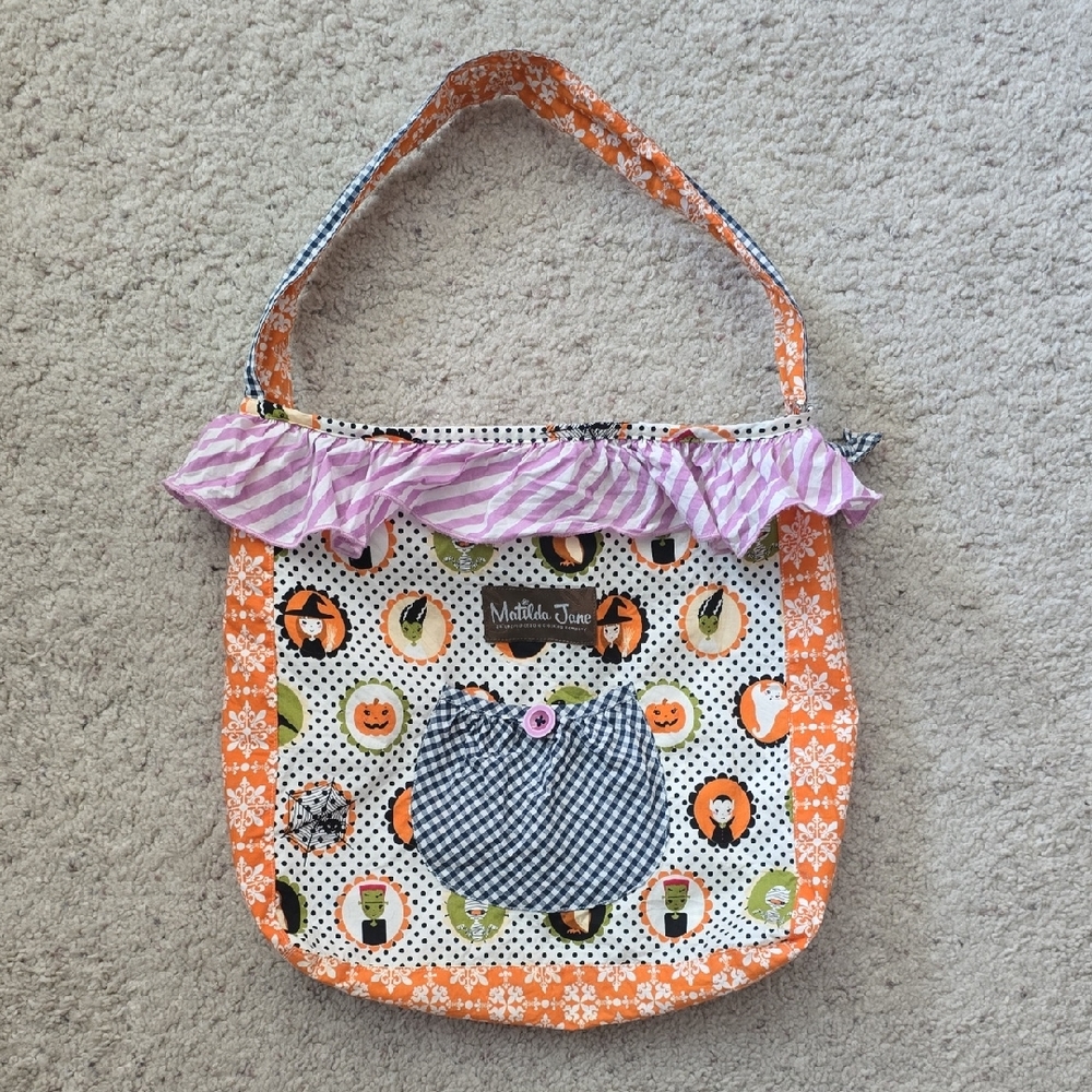 Matilda Jane Orange, Black, Purple Halloween Patchwork Tote
